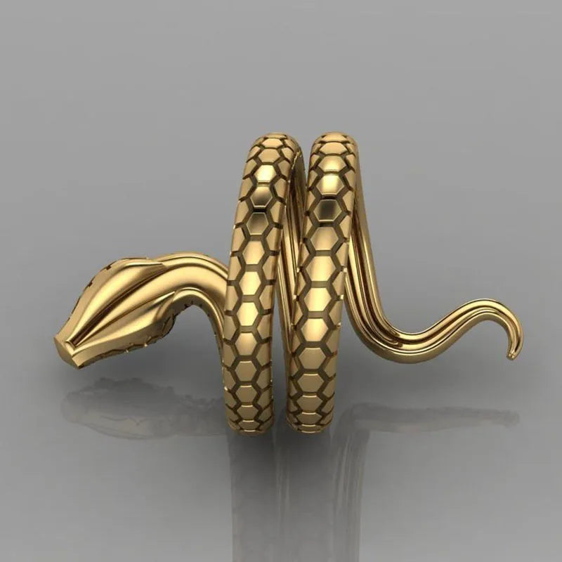 Snake Ring Gold Colour Green Eye