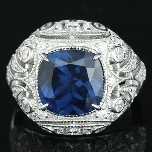 925 Sterling Silver Lab Sapphire Ring