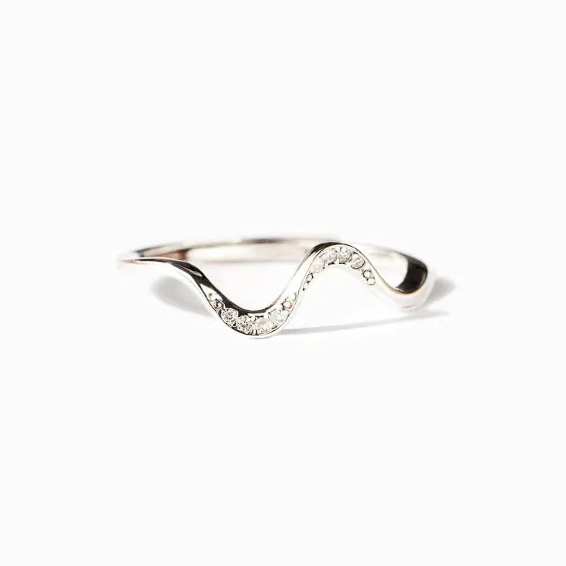 Minimalist Wave Designed Zirconia Ring