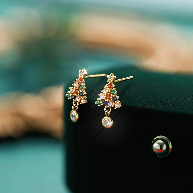 Zircon Christmas Stud Earrings