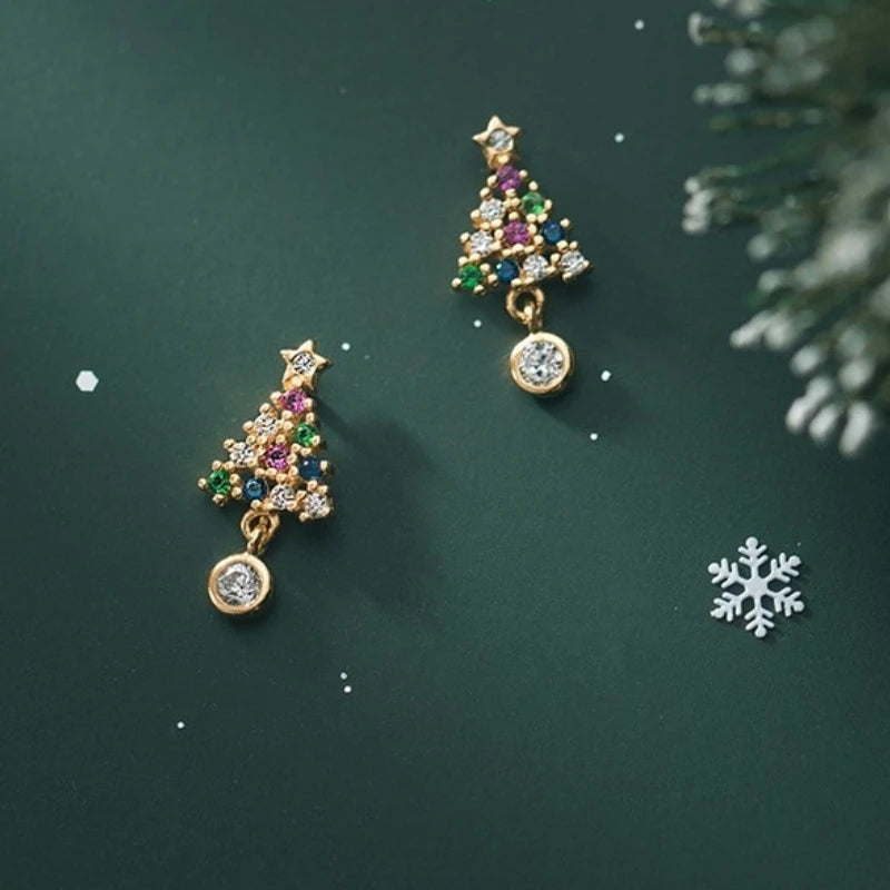 Zircon Christmas Stud Earrings