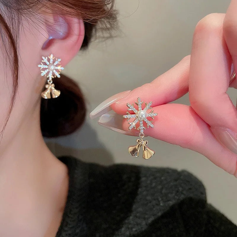 Tassel Dangle Xmas Santa Claus Christmas Tree Snowflake Stud Earrings