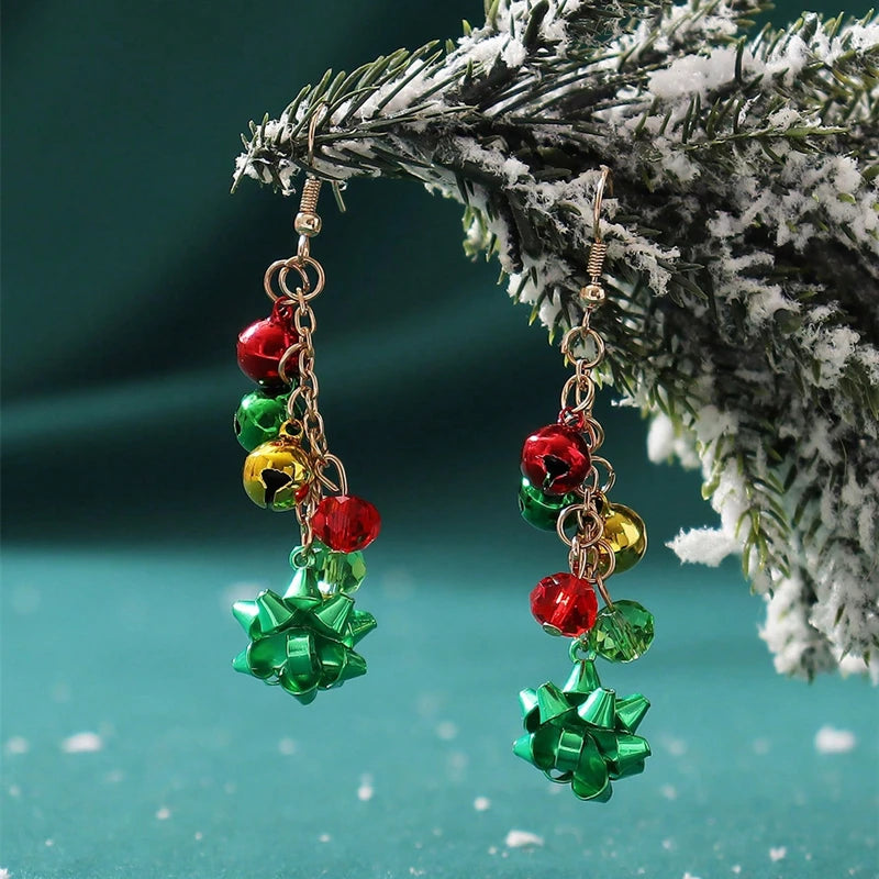 Christmas Tree Earrings Beads Stars Santa Claus Snowman Drop Earring