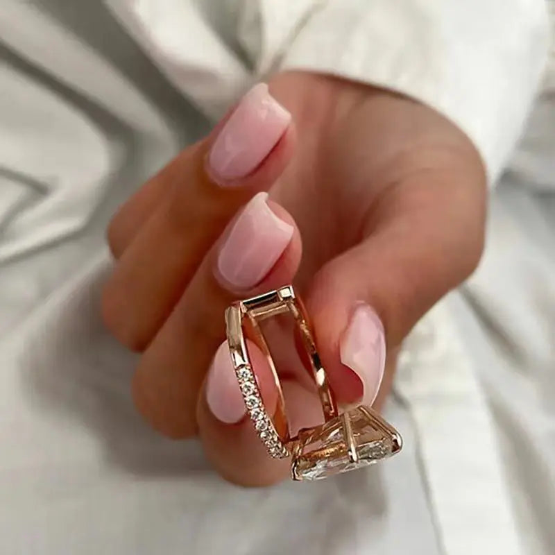 Asymmetric Rose Gold Marquise Cut Zirconia Ring