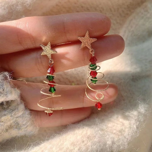 Christmas Tree Earrings Beads Stars Santa Claus Snowman Drop Earring