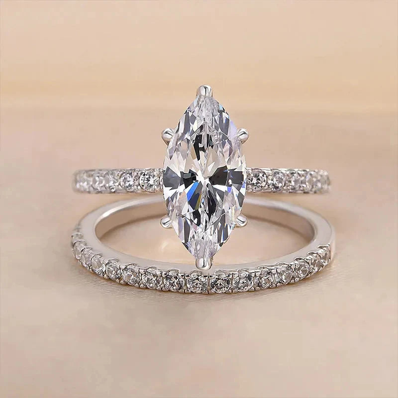 Marquise Cubic Zircon Set Rings 2Pcs