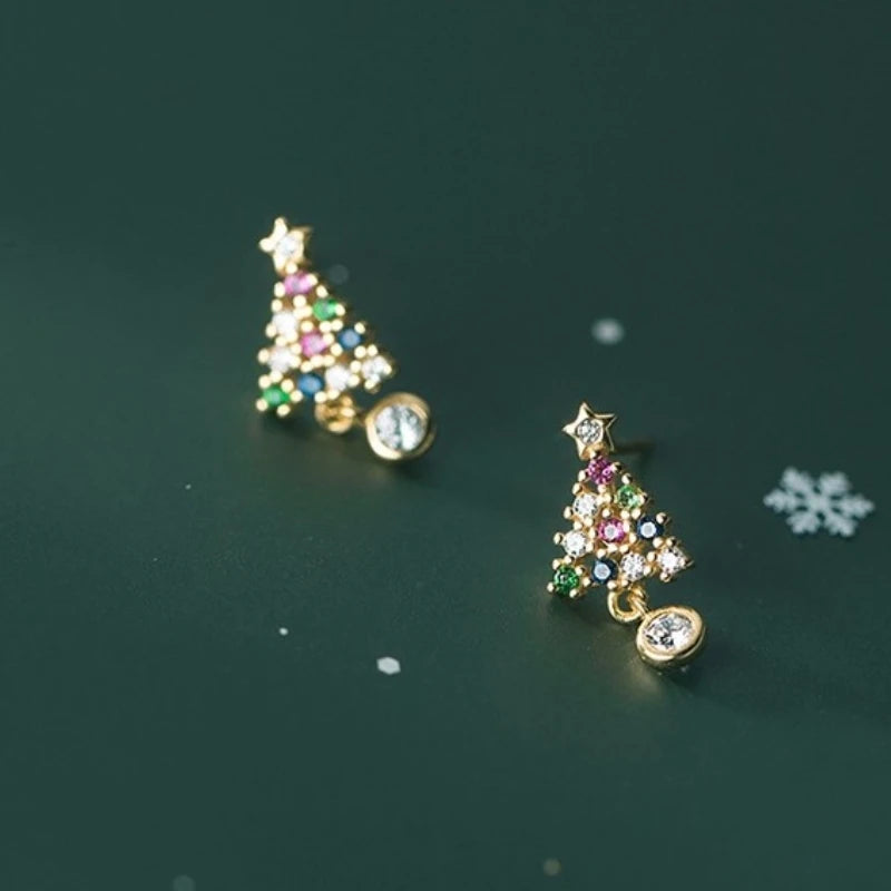 Zircon Christmas Stud Earrings