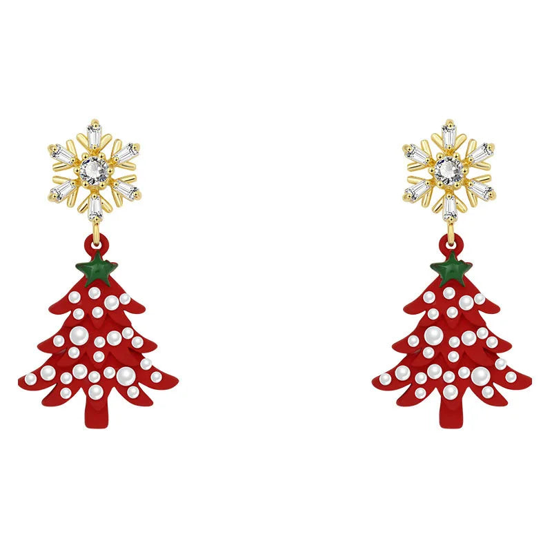 Christmas Tree Imitation Pearl Dangle Earrings