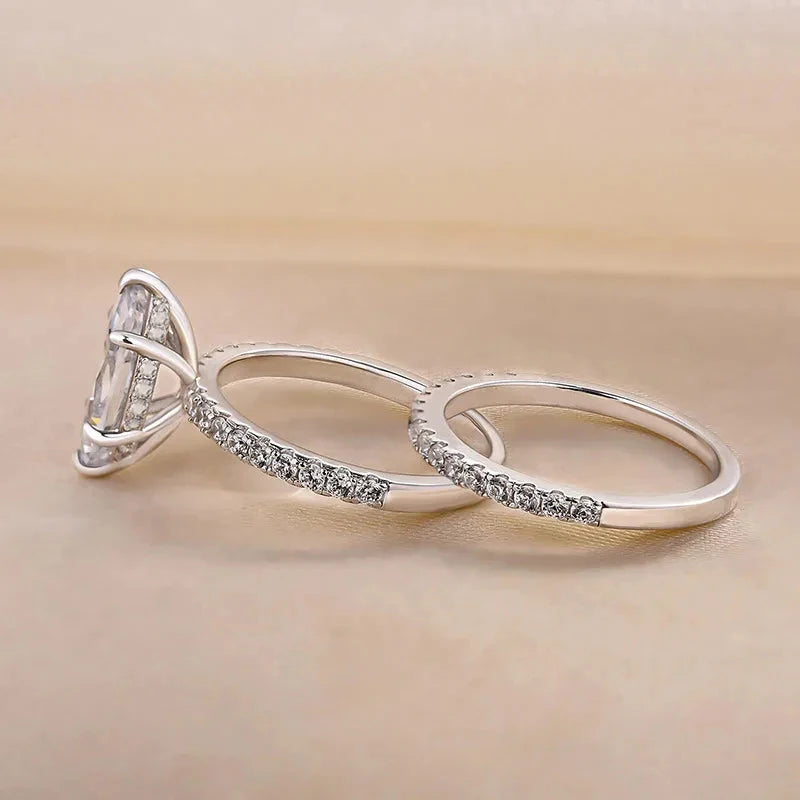 Marquise Cubic Zircon Set Rings 2Pcs