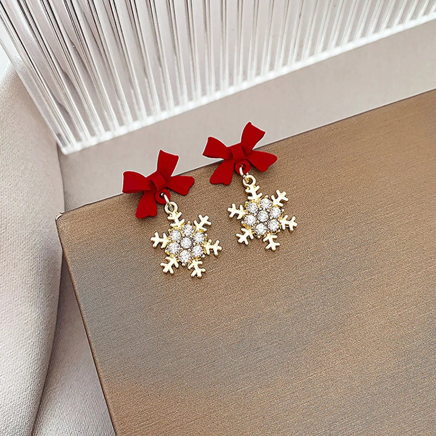 New Red Bow Knot Snowflakes Drop Earring Christmas Santa Claus Snowman Earrings