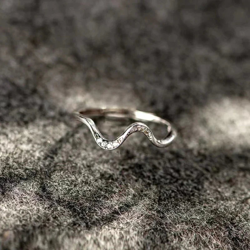 Minimalist Wave Designed Zirconia Ring